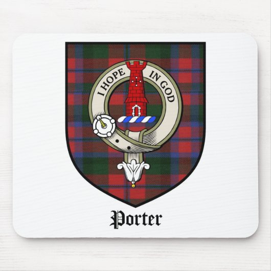 Porter Clan Crest Badge Tartan Muismat (Voorkant)
