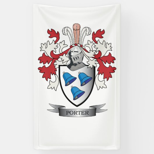 Porter Family Crest Coat of Arms Spandoek (Verticaal)