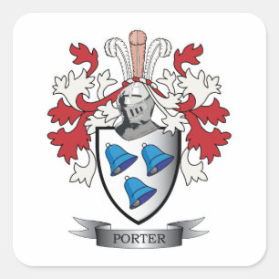 Porter Family Crest Coat of Arms Vierkante Sticker