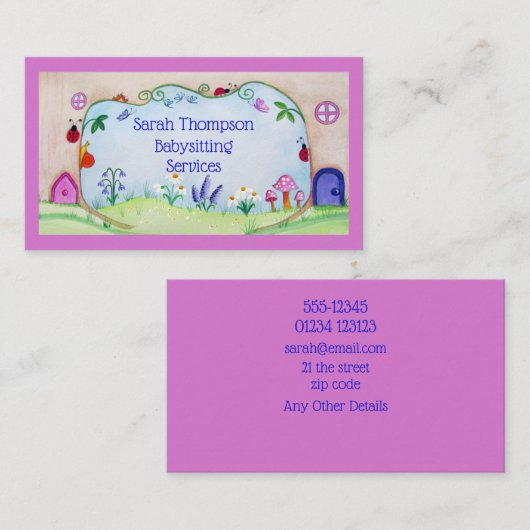 Portes de fée Carte de visite des services de gard (Devant / Derrière)