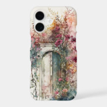 Portes en bois caché jardin secret rêve aquarelle