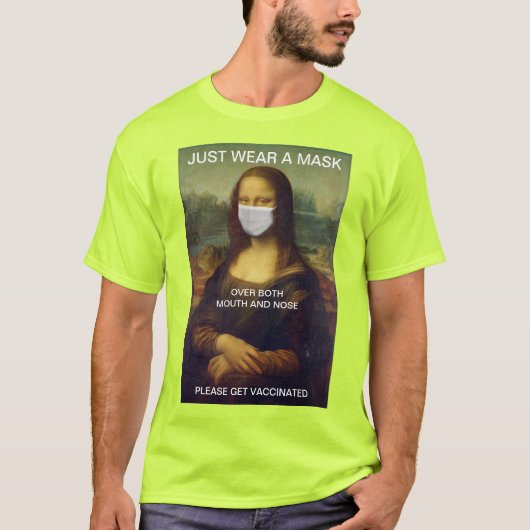 PORTEZ JUSTE UN MASQUE T-shirt Mona Lisa haute vis (Devant)