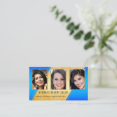 Portfolio Beauty Salon Gold Blue Carte de visite (Debout devant)