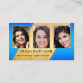 Portfolio Beauty Salon Gold Blue Carte de visite (Devant)