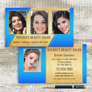 Portfolio Beauty Salon Gold Blue Carte de visite