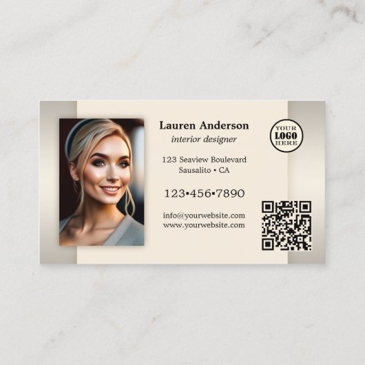 Portfolio Logo QR Code Interieur Designer Visitekaartje (Achterkant)