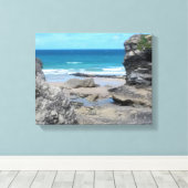 Porth Beach Newquay Cornwall foto Canvas Afdruk (Insitu (Houten vloer))