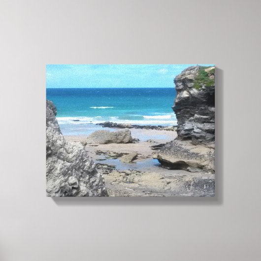 Porth Beach Newquay Cornwall foto Canvas Afdruk (Voorkant)