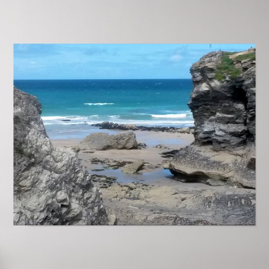 Porth Beach Newquay Cornwall foto Poster (Voorkant)