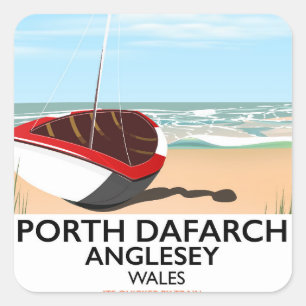 Porth Dafarch, Anglesey vintage poster Vierkante Sticker