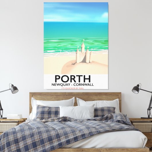 Porth Newquay Sandcastle — reisdruk Canvas Afdruk (Insitu (Slaapkamer))