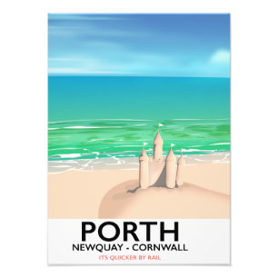 Porth Newquay Sandcastle — reisdruk Foto Afdruk