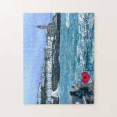 Porthleven Clocktower + Wachten op visvangst Legpuzzel (Verticaal)
