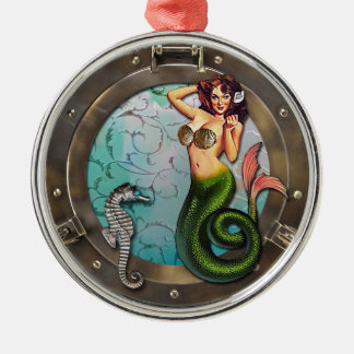 PORTHOLE MERMAID, mermaïde sierplant Metalen Ornament