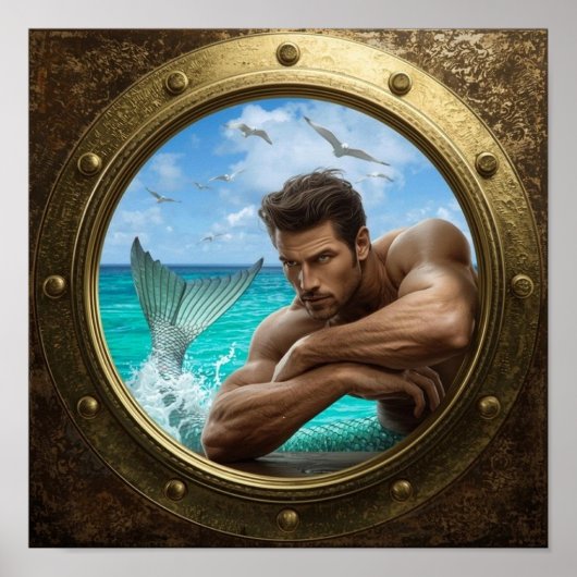 Porthole Poster Featuring Handsome Merman (Devant)