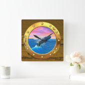 Porthole View of a Breaching Whale Vierkante Klok (Huis)