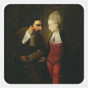 Portia en Shylock uit 'The Merchant of Venice' A Vierkante Sticker
