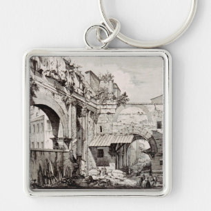 Portico van Octavia Rome Zwart en Wit Kunst Sleutelhanger