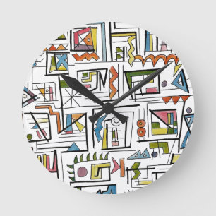 Portland-Abstracte Geometrische Inkt- en Waterverf Ronde Klok