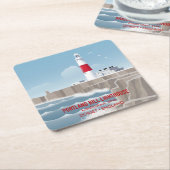 Portland Bill Lighthouse Vierkante Kartonnen Onderzetter (Schuin)