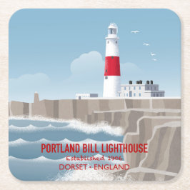 Portland Bill-vuurtoren Vierkante Kartonnen Onderzetter