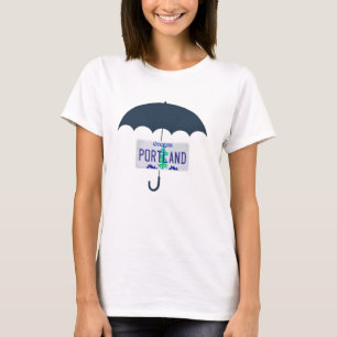 Portland Blue Umbrella Oregon License Bord TShirt