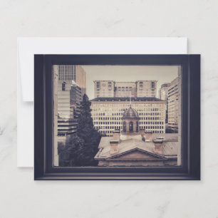 Portland Cityscape door het raam Lijst Briefkaart