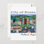 Portland~ de stad Rozen Briefkaart (Voorkant / Achterkant)