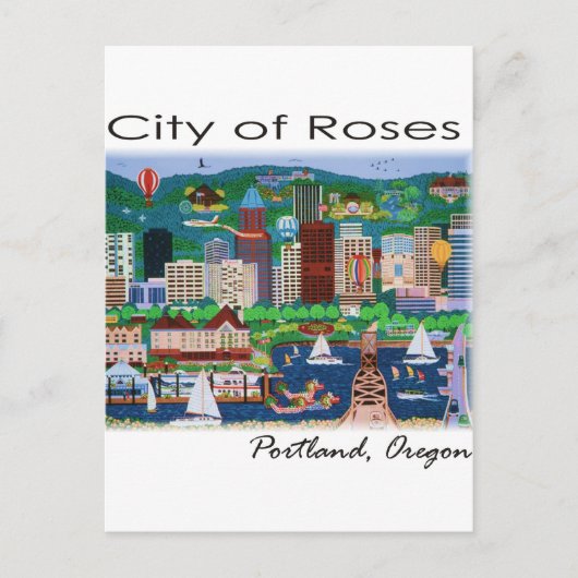 Portland~ de stad Rozen Briefkaart (Voorkant)