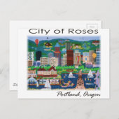 Portland~ de stad Rozen Briefkaart (Voorkant / Achterkant)