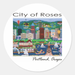Portland~ de stad Rozen Ronde Sticker
