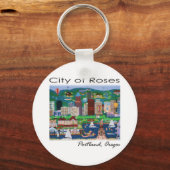 Portland~ de stad Rozen Sleutelhanger (Voorkant)