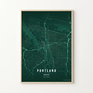 Portland Emerald Map Print Oregon Wallart Poster