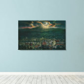 Portland en Mt. Hood door Moonlight Canvas Afdruk (Insitu (Houten vloer))