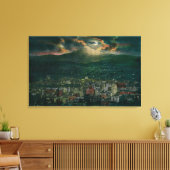 Portland en Mt. Hood door Moonlight Canvas Afdruk (Insitu (Woonkamer))