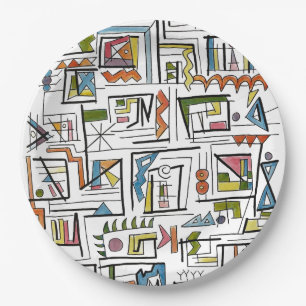 Portland-Fantastische Abstracte Geometrische Kunst Papieren Bordje