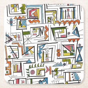Portland-Fantastische Abstracte Geometrische Kunst Vierkante Kartonnen Onderzetter