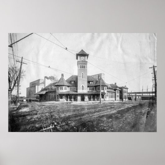 Portland Grand Trunk Depot BW Poster (Voorkant)