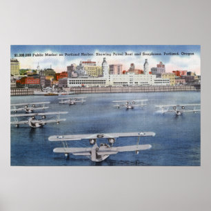 Portland Harbour-Uitzicht van de openbare markt Poster