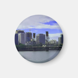 Portland Hawthorne Bridge #1 Round Magnet Magneet