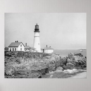 Portland Head Light, 1902. Antieke foto Poster