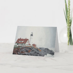 Portland Head Light in Mist Bedankkaart