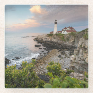 Portland Head Light Kaapse Elizabeth, ME Glazen Onderzetter