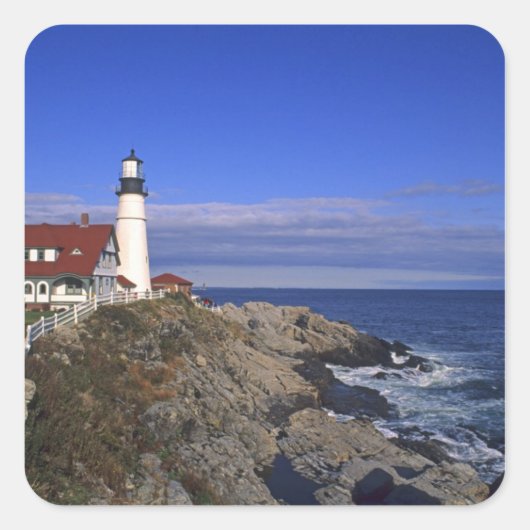 Portland Head Light Lighthouse Maine Vierkante Sticker (Voorkant)