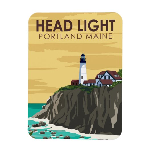 Portland Head Light Maine  Art Magneet (Verticaal)