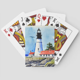 Portland Head Light Maine Waterverf Pokerkaarten