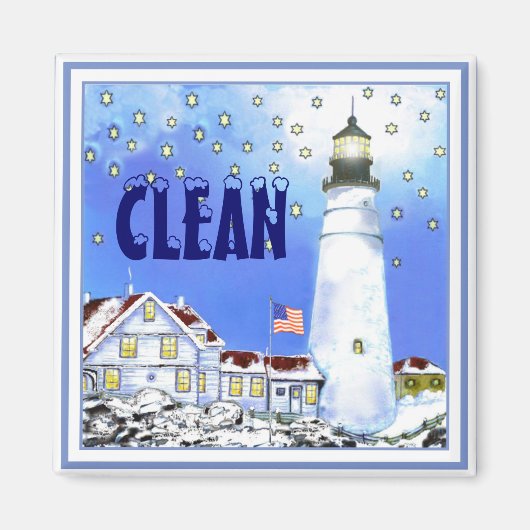 Portland Head Light Vaatwasser Magnet CLEAN #1 Magneet (Voorkant)