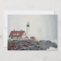 Portland Head vuurtoren in de mist