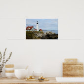 Portland Headlight vuurtoren op rotswal Poster (Keuken)
