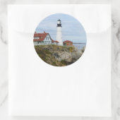 Portland Headlight vuurtoren op rotswal Ronde Sticker (Tas)